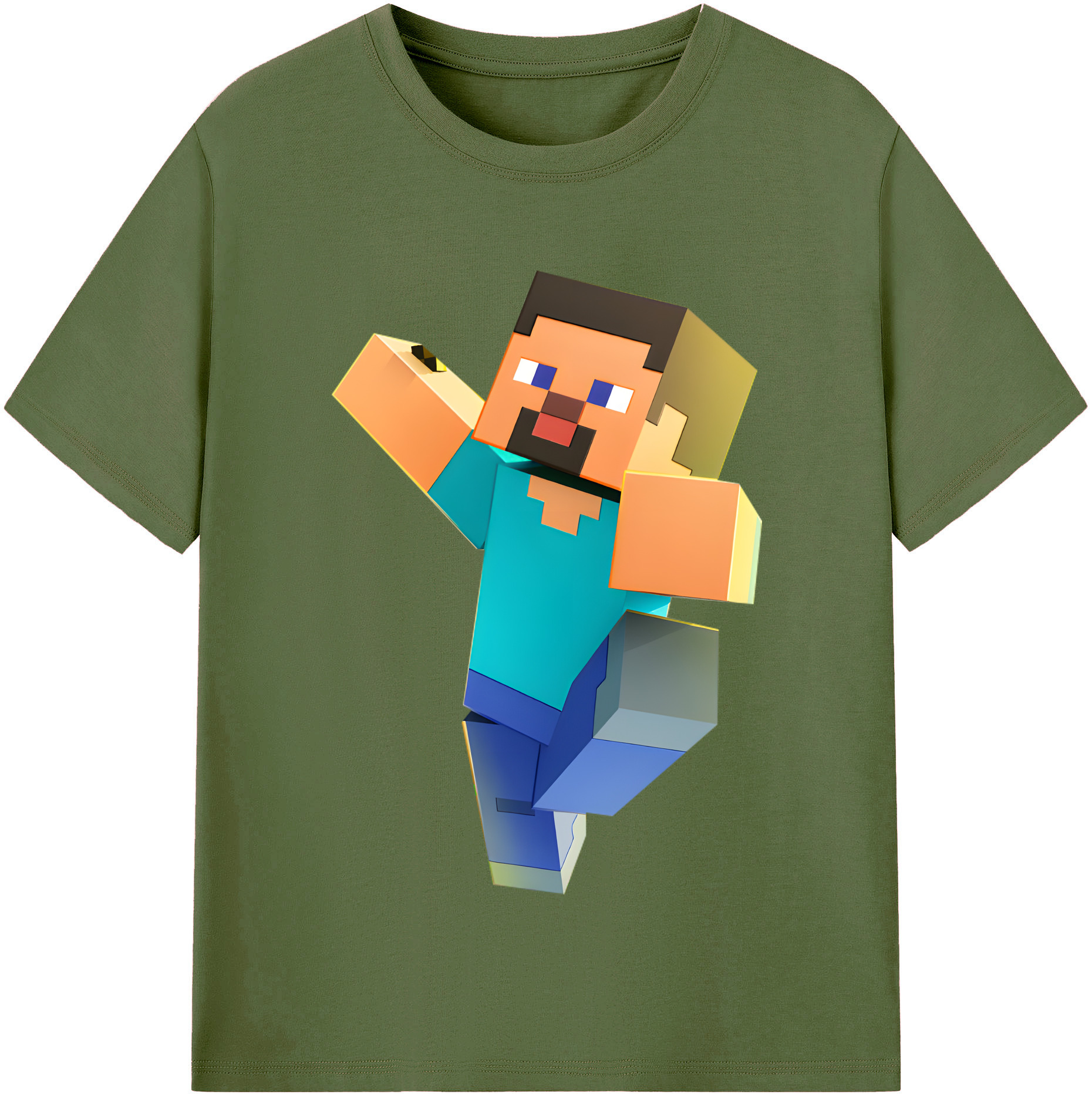 （画像用） マインクラフト ブロックの世界 Minecraft MC Block world 綿100％半袖Tシャツ（フロントプリント）